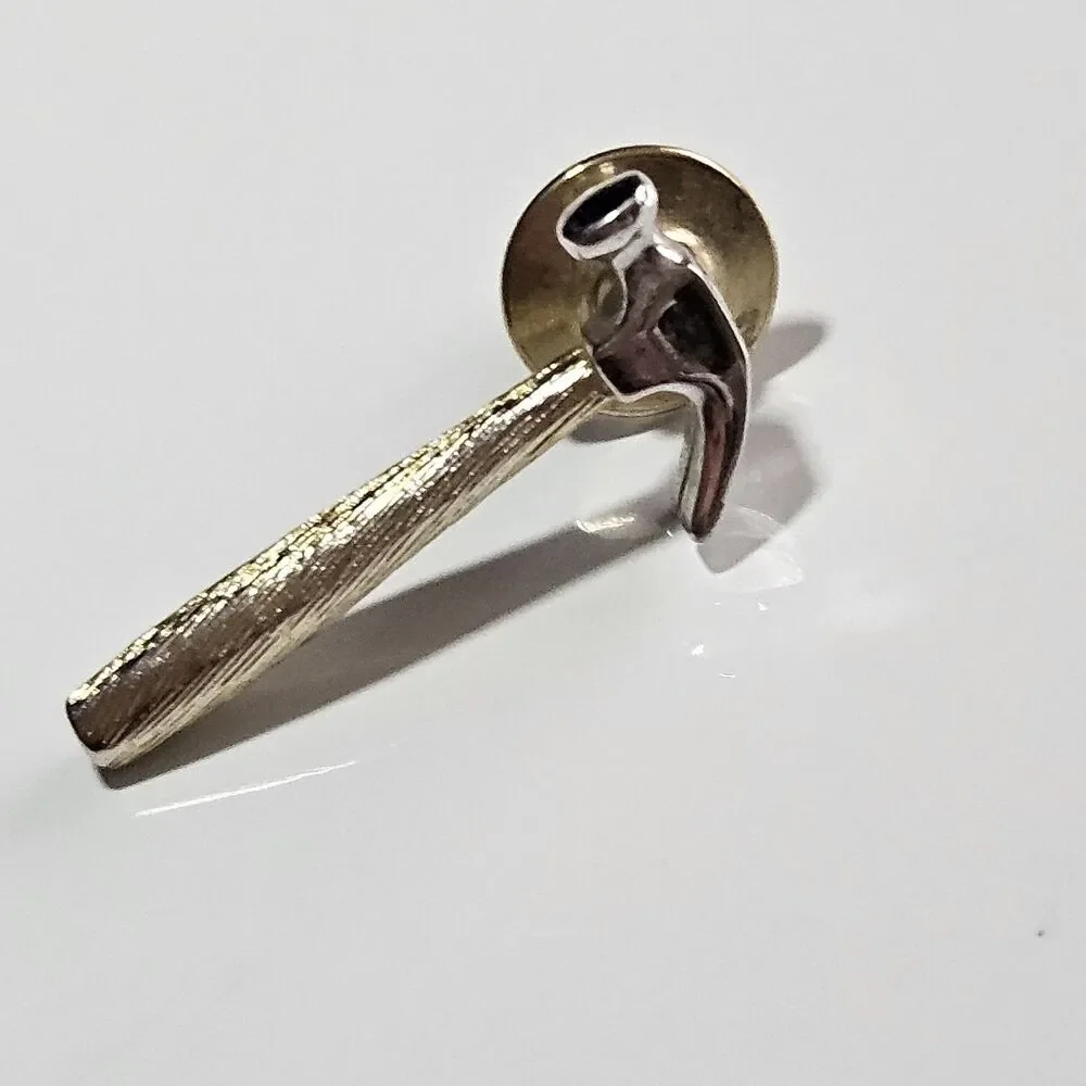Avon Vintage Hammer Pin Tools Gold & Silver Tone Tie Tack - Picture 10 of 10